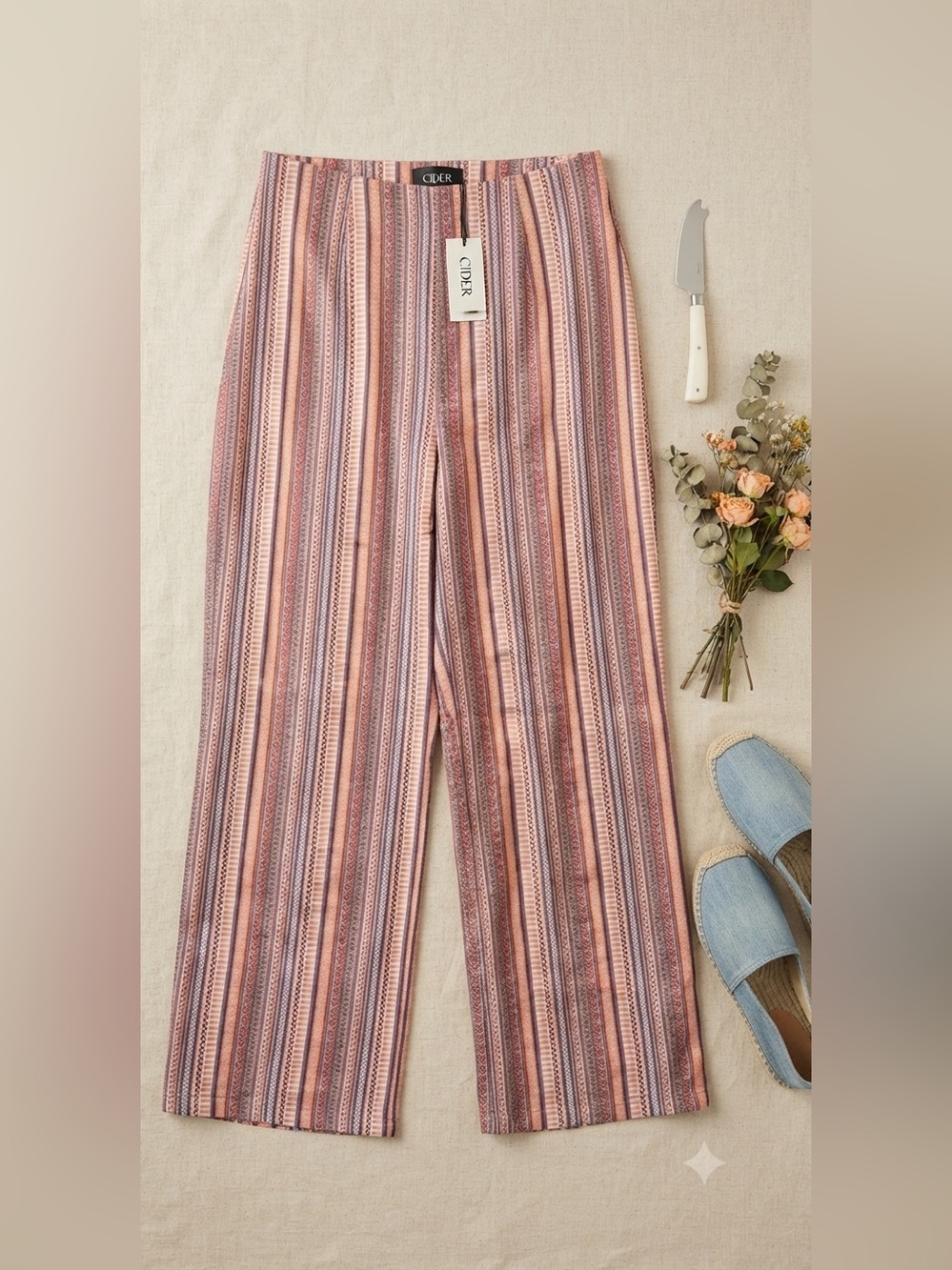 Cider Blush & Rose Striped Wide-Leg Pants